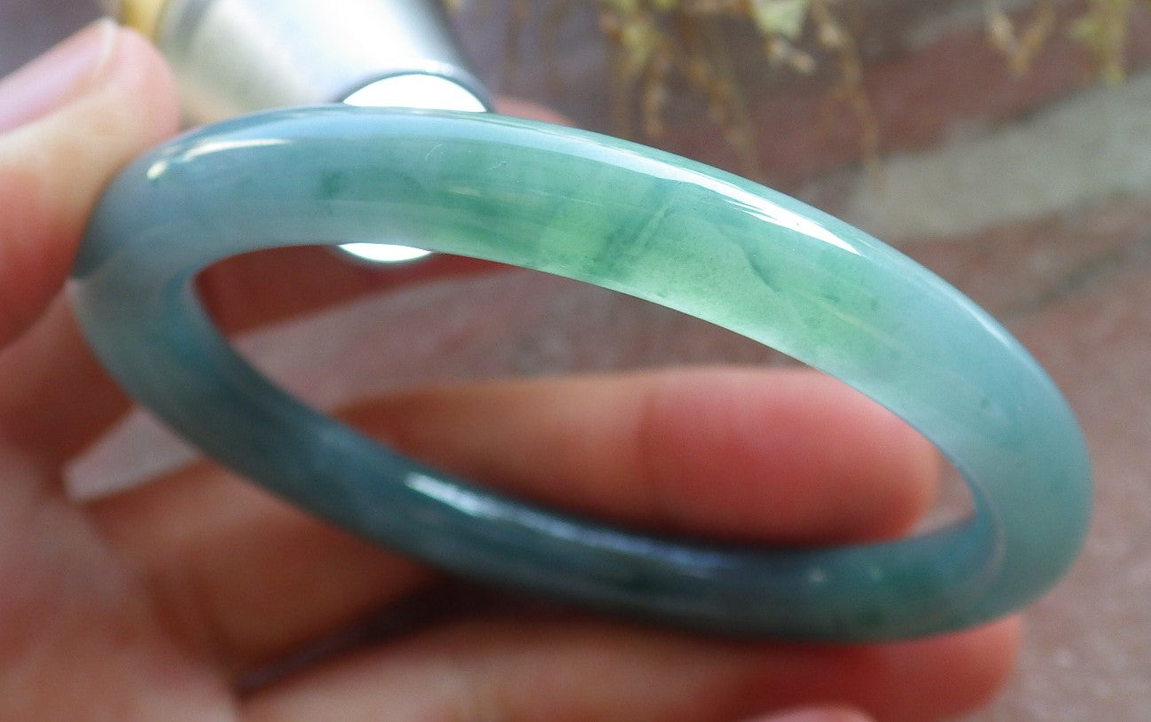 Certified Icy Green Pale Lavender Burma 100% Natural A JADE Jadeite Circle Bangle Bracelet 51 mm 手镯 647846 TN