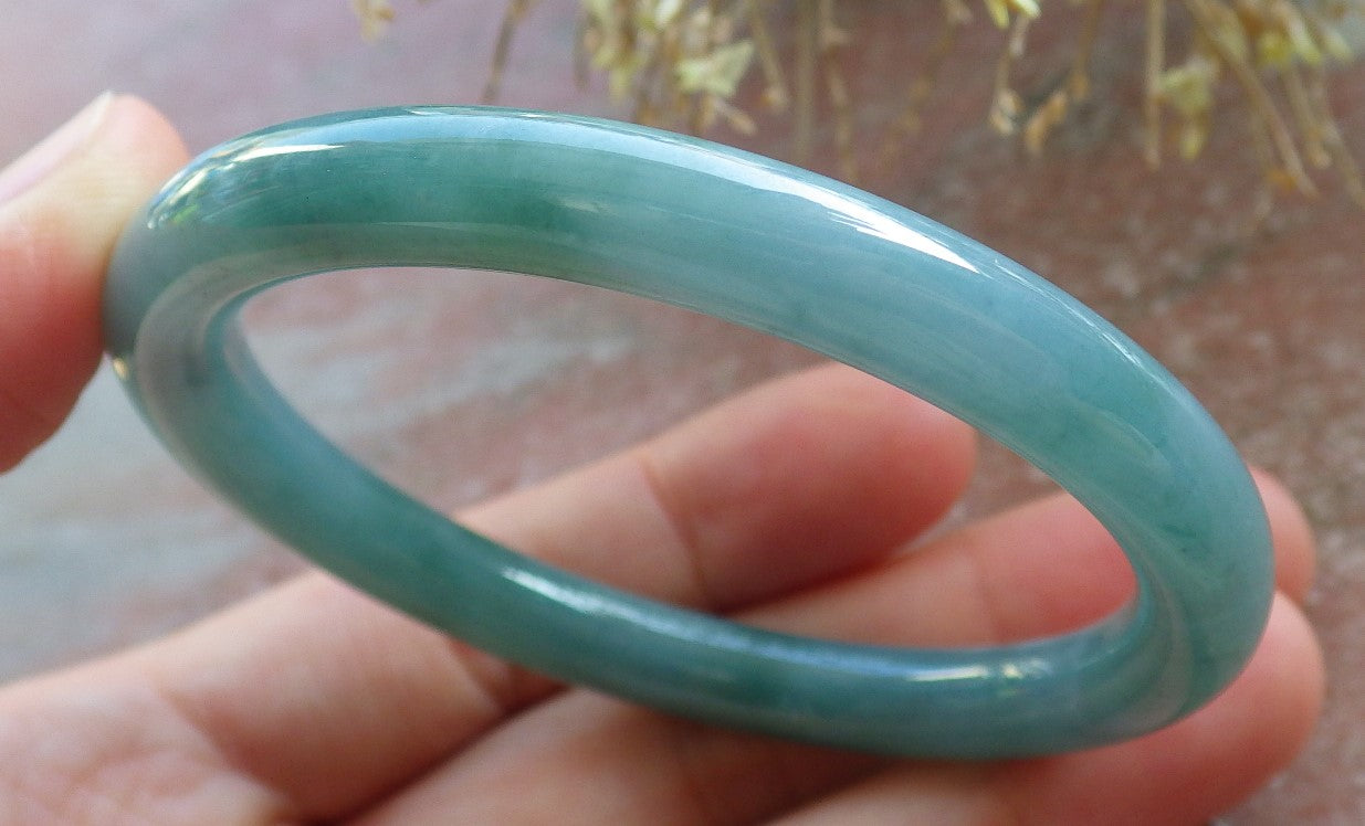 Certified Icy Green Pale Lavender Burma 100% Natural A JADE Jadeite Circle Bangle Bracelet 51 mm 手镯 647846 TN