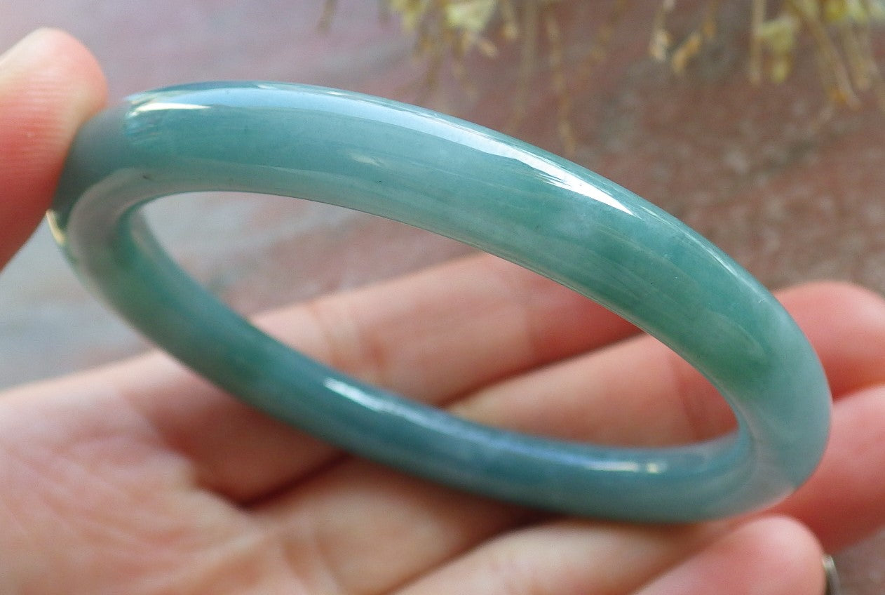 Certified Icy Green Pale Lavender Burma 100% Natural A JADE Jadeite Circle Bangle Bracelet 51 mm 手镯 647846 TN