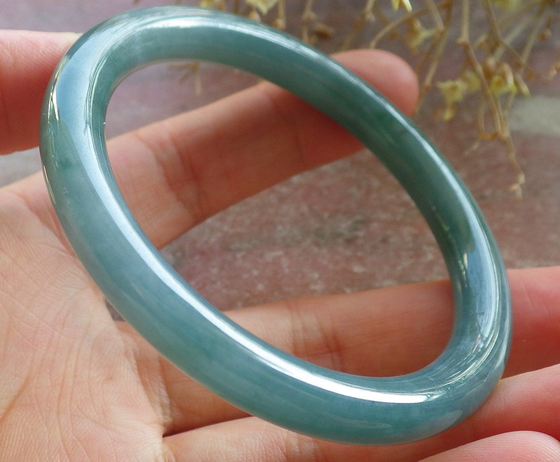 Certified Icy Green Pale Lavender Burma 100% Natural A JADE Jadeite Circle Bangle Bracelet 51 mm 手镯 647846 TN