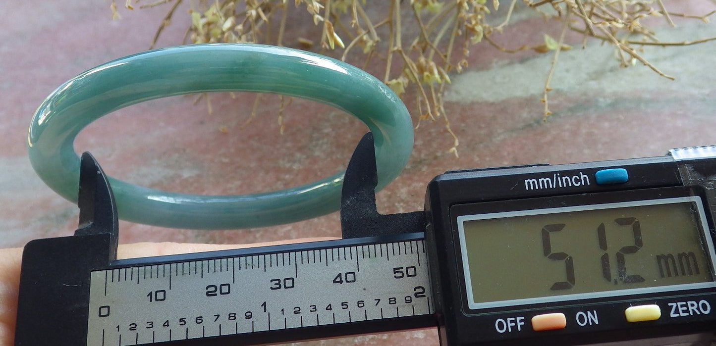 Certified Icy Green Pale Lavender Burma 100% Natural A JADE Jadeite Circle Bangle Bracelet 51 mm 手镯 647846 TN