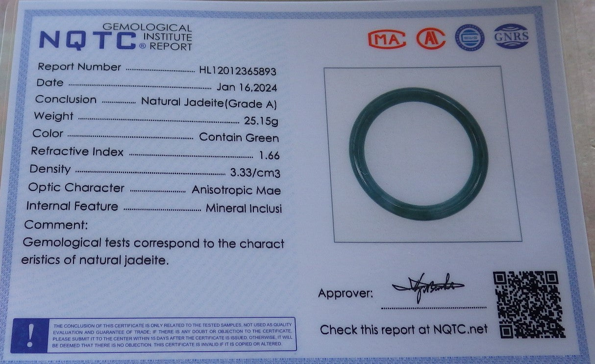 Certified Icy Green Pale Lavender Burma 100% Natural A JADE Jadeite Circle Bangle Bracelet 51 mm 手镯 647846 TN