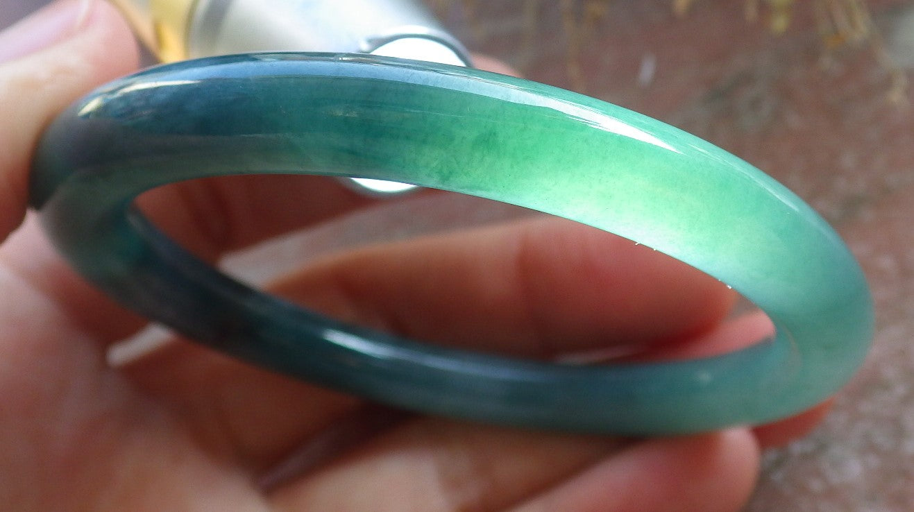Certified Icy Green Pale Lavender Burma 100% Natural A JADE Jadeite Circle Bangle Bracelet 53 mm 手镯 647871 TN