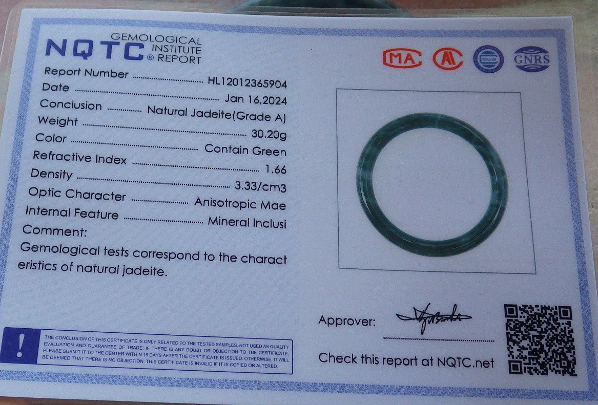 Certified Icy Green Burma 100% Natural A JADE Jadeite Circle Bangle Bracelet 56 mm 手镯 647881 TN