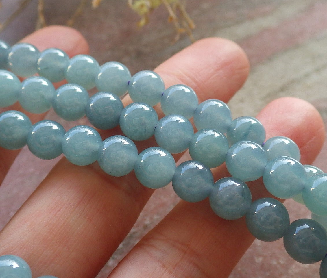 Certified Lavender Green Burma 100% Natural A JADE Jadeite Bead beads Necklace 28 inches 项链 647932 TN