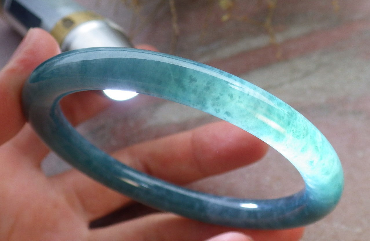 Certified Icy Green Burma 100% Natural A JADE Jadeite Circle Bangle Bracelet 56.5 mm 手镯 647948 TN