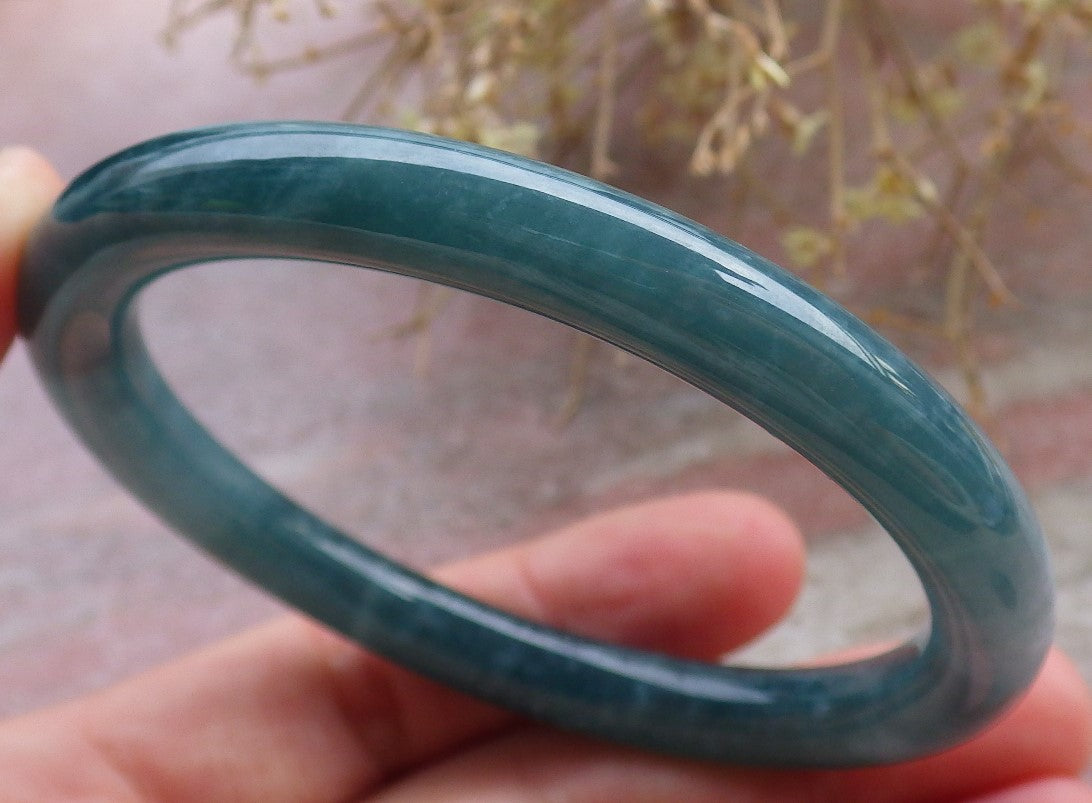 Certified Icy Green Burma 100% Natural A JADE Jadeite Circle Bangle Bracelet 56.5 mm 手镯 647948 TN