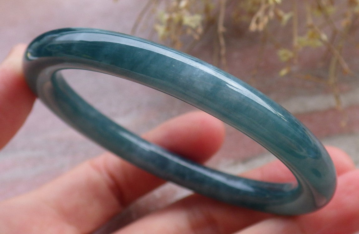 Certified Icy Green Burma 100% Natural A JADE Jadeite Circle Bangle Bracelet 56.5 mm 手镯 647948 TN