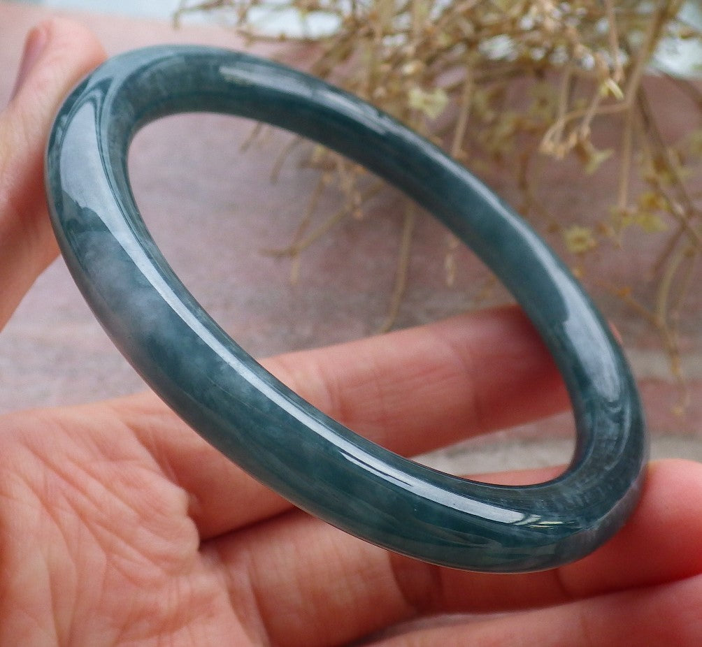 Certified Icy Green Burma 100% Natural A JADE Jadeite Circle Bangle Bracelet 56.5 mm 手镯 647948 TN