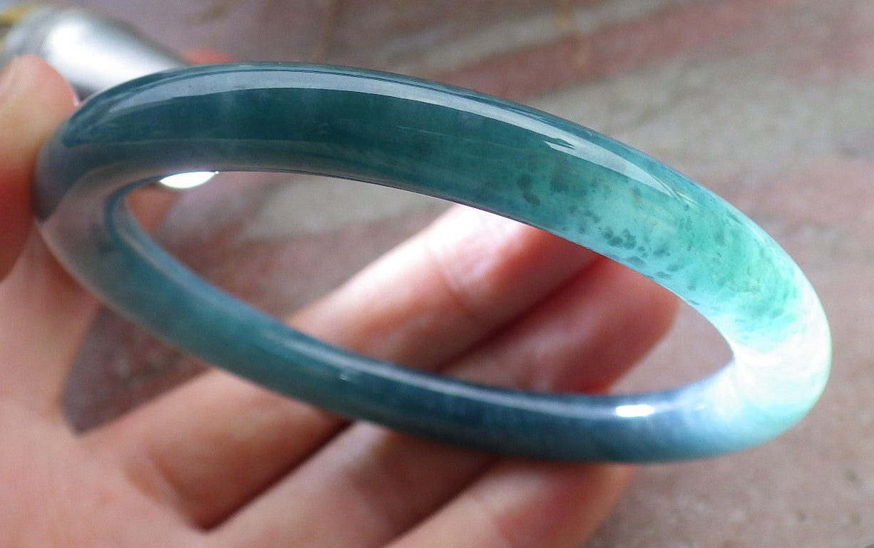 Certified Icy Green Burma 100% Natural A JADE Jadeite Circle Bangle Bracelet 56.5 mm 手镯 647948 TN