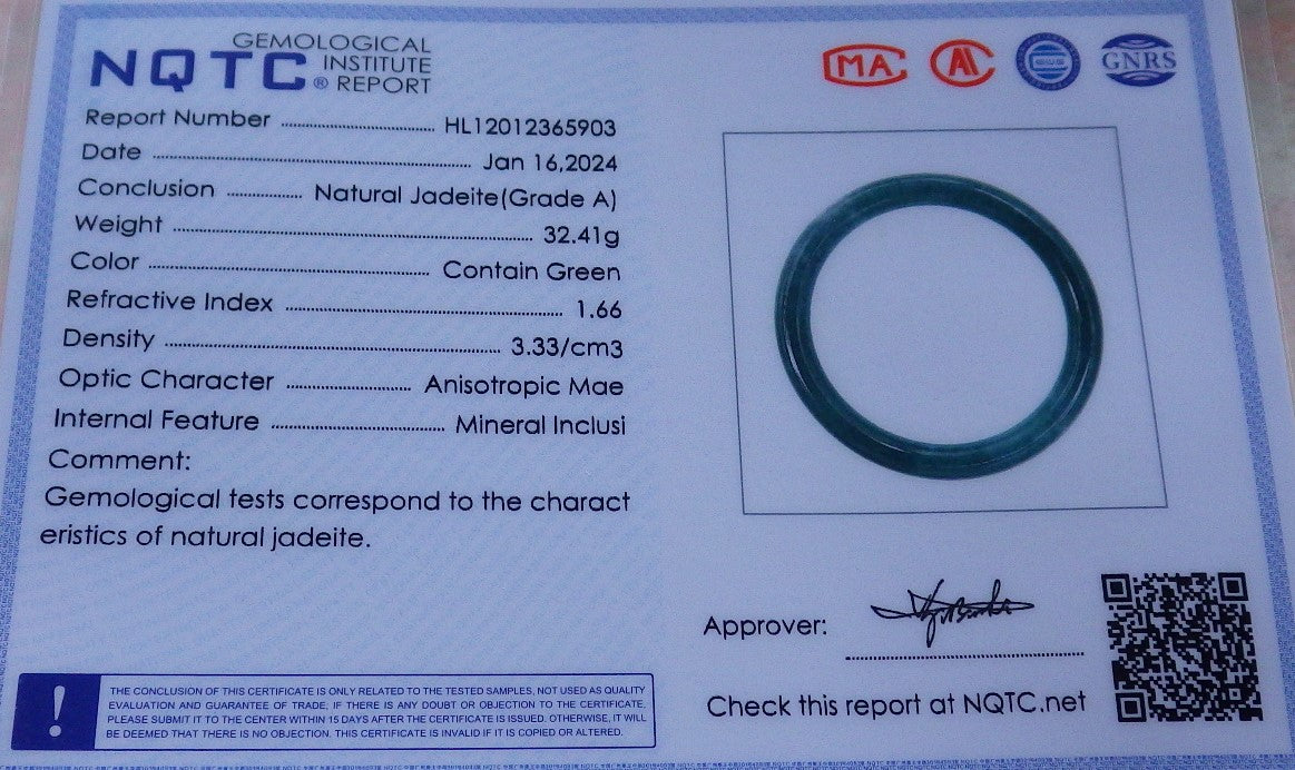 Certified Icy Green Burma 100% Natural A JADE Jadeite Circle Bangle Bracelet 56.5 mm 手镯 647948 TN