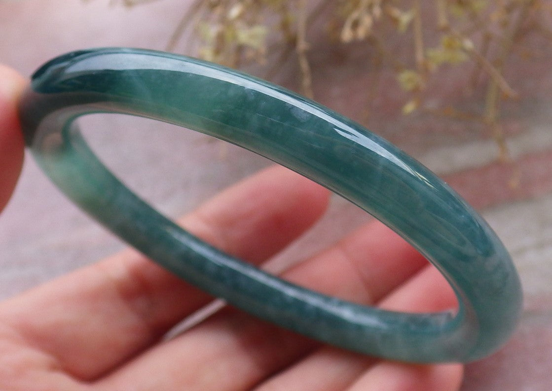 Certified Icy Green Pale Lavender Burma 100% Natural A JADE Jadeite Circle Bangle Bracelet 56 mm 手镯 647960 TN