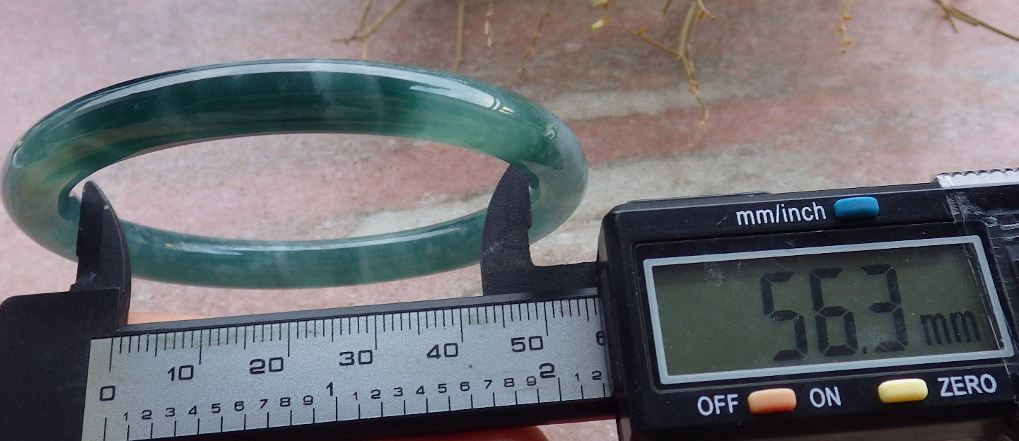 Certified Icy Green Pale Lavender Burma 100% Natural A JADE Jadeite Circle Bangle Bracelet 56 mm 手镯 647960 TN