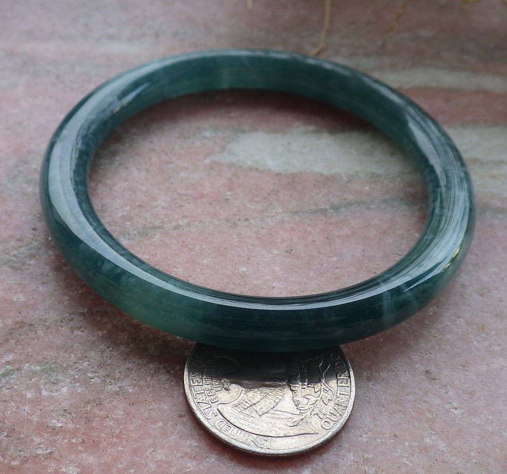 Certified Icy Green Pale Lavender Burma 100% Natural A JADE Jadeite Circle Bangle Bracelet 56 mm 手镯 647960 TN