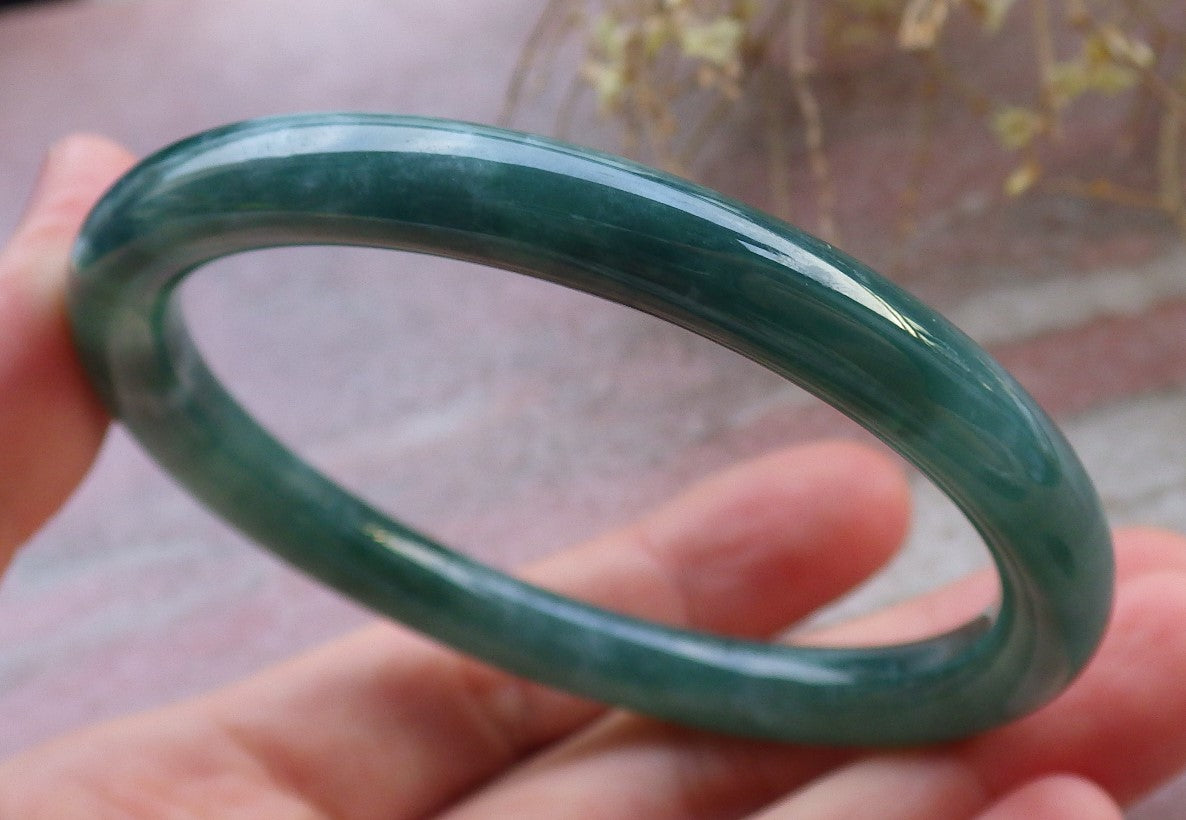 Certified Icy Green Pale Lavender Burma 100% Natural A JADE Jadeite Circle Bangle Bracelet 57 mm 手镯 647971 TN