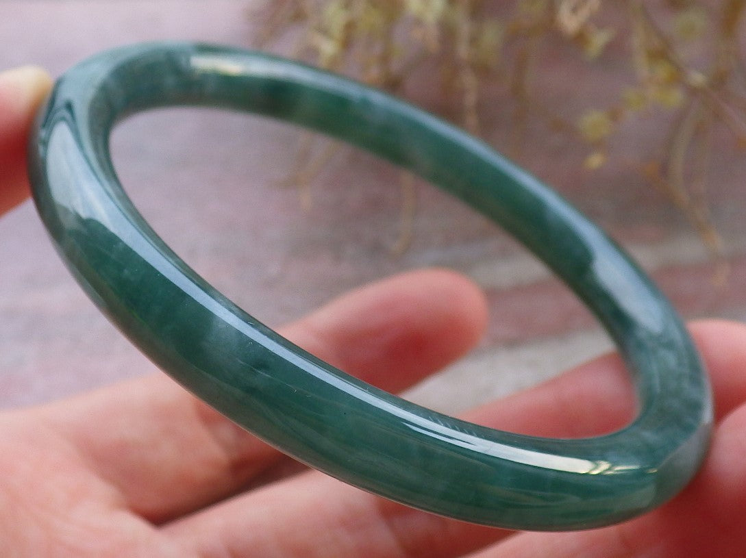 Certified Icy Green Pale Lavender Burma 100% Natural A JADE Jadeite Circle Bangle Bracelet 57 mm 手镯 647971 TN