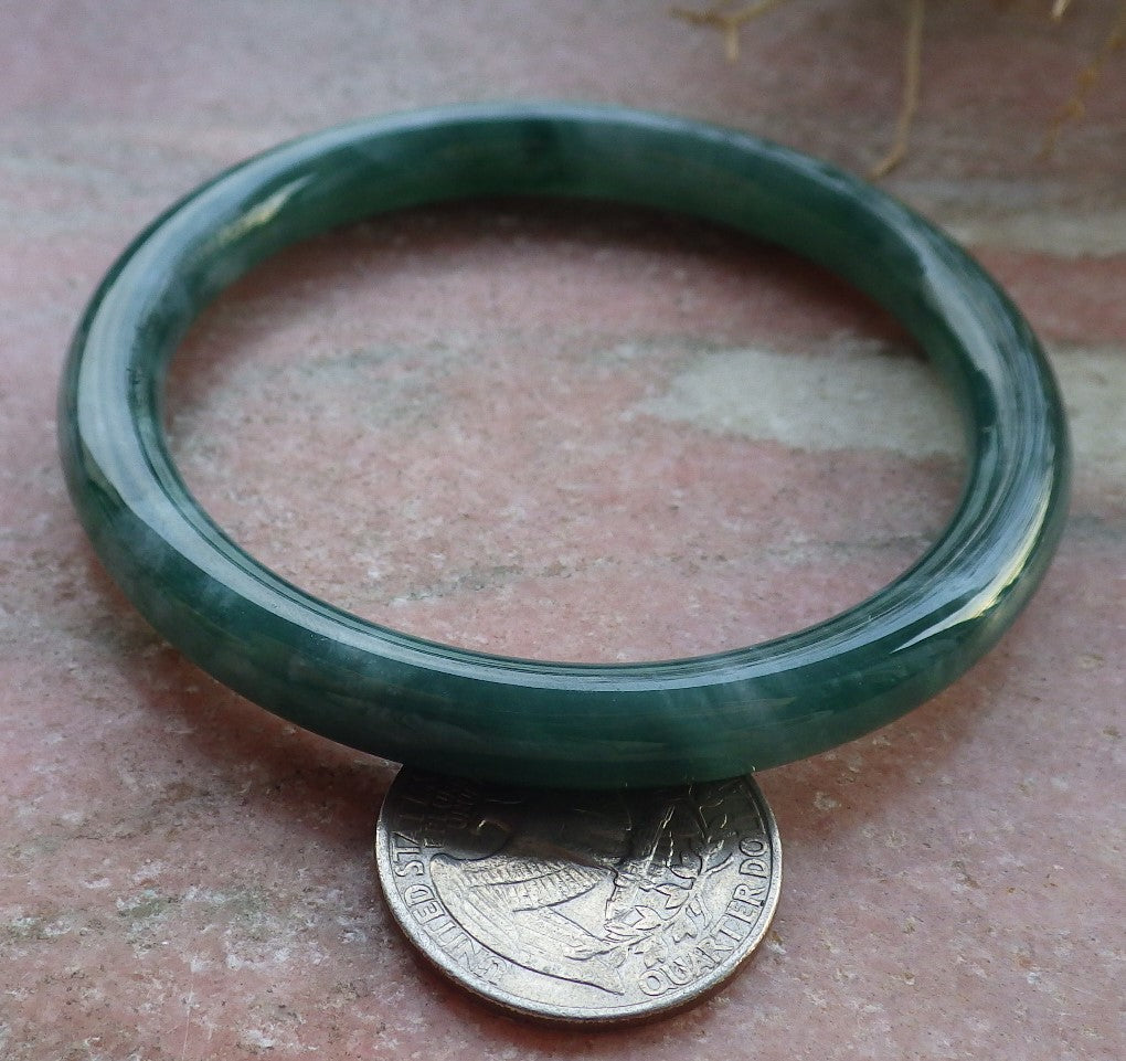 Certified Icy Green Pale Lavender Burma 100% Natural A JADE Jadeite Circle Bangle Bracelet 57 mm 手镯 647971 TN