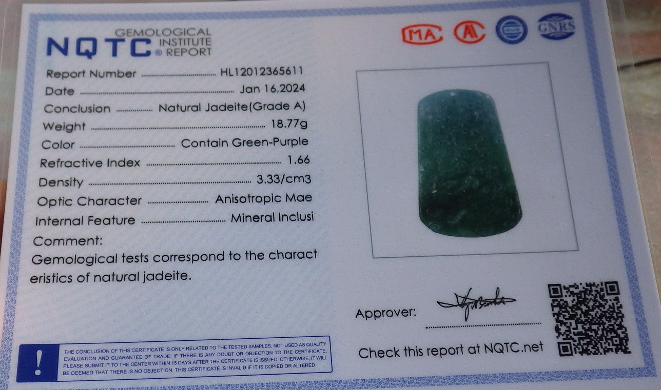 Certified Green Lavender Burma 100% Natural A Jade jadeite Pendant Phoenix Bird Flower Necklace 鸟语花香 647991 TN