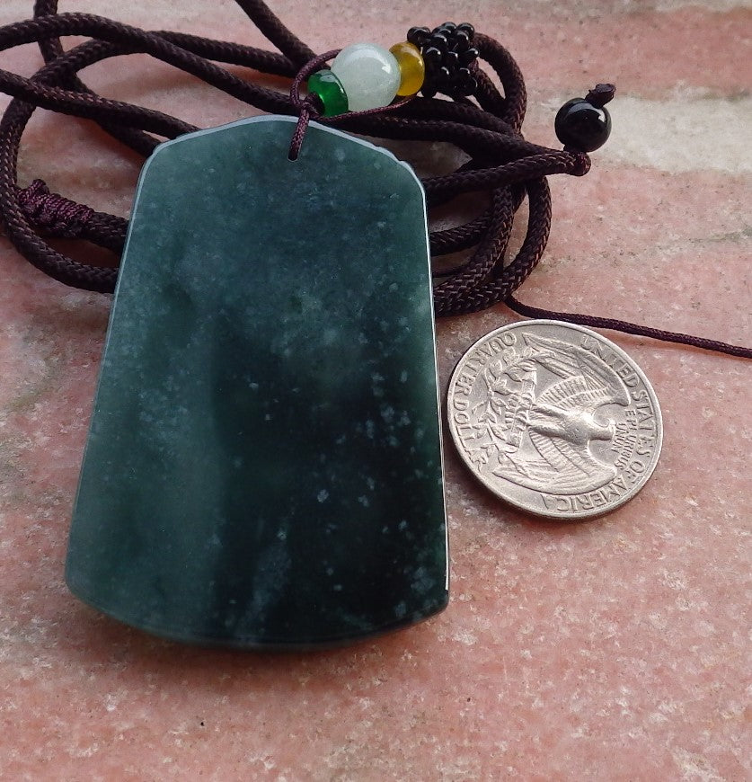 Certified Icy Green Burma 100% Natural A Jade jadeite Pendant Dragon Bead Necklace 生意兴隆 648021 TN