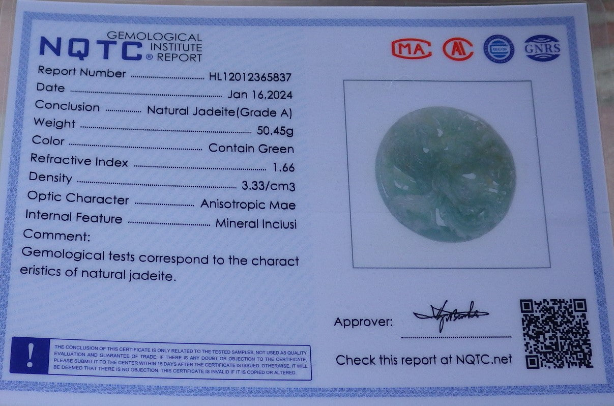 Certified Green Burma 100% Natural A Jade jadeite Pendant Phoenix Flower Necklace 凤凰 648079 TN