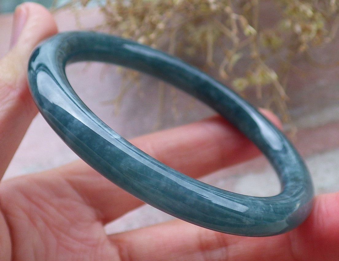 Certified Icy Green Burma 100% Natural A JADE Jadeite Circle Bangle Bracelet 56 mm 手镯 648088 TN