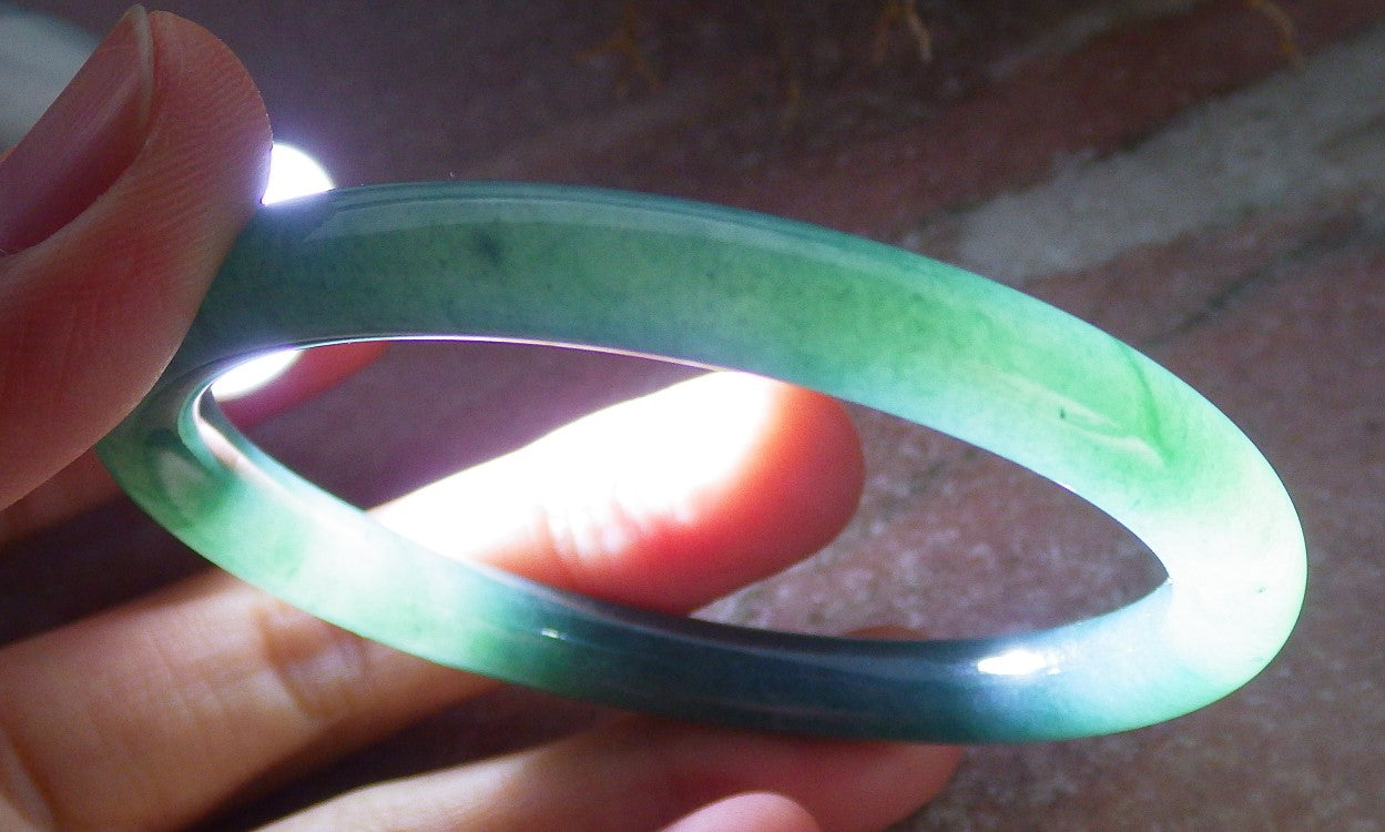 Certified Icy Green Burma 100% Natural A JADE Jadeite Circle Bangle Bracelet 57 mm 手镯 648139 TN
