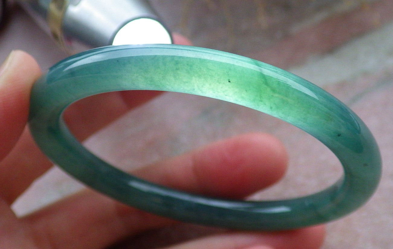 Certified Icy Green Burma 100% Natural A JADE Jadeite Circle Bangle Bracelet 57 mm 手镯 648139 TN
