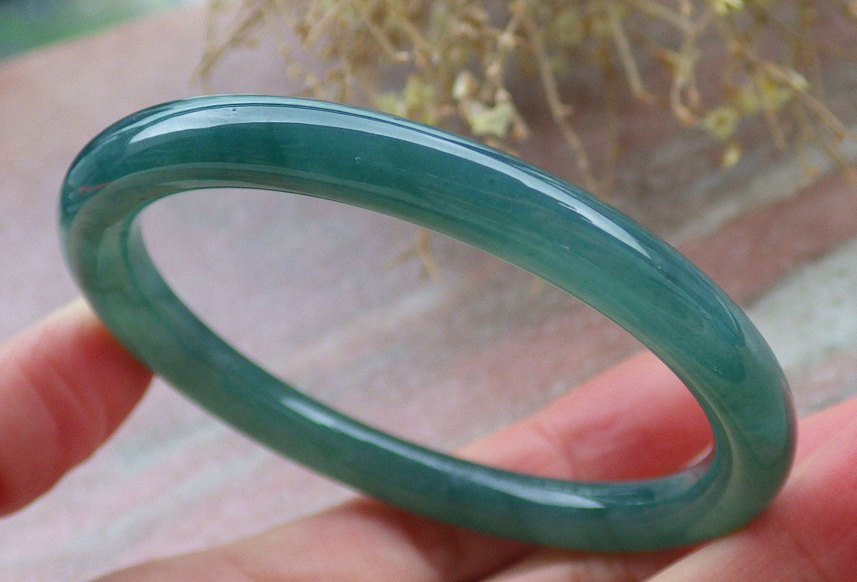 Certified Icy Green Burma 100% Natural A JADE Jadeite Circle Bangle Bracelet 57 mm 手镯 648139 TN