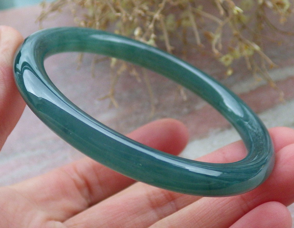 Certified Icy Green Burma 100% Natural A JADE Jadeite Circle Bangle Bracelet 57 mm 手镯 648139 TN