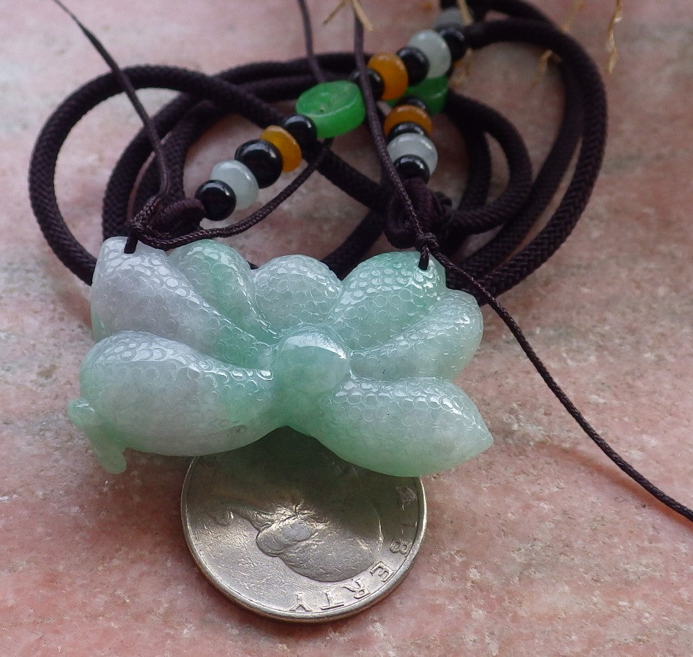 Certified Green Pale Lavender Burma 100% Natural A Jade jadeite Pendant Butterfly Flower Necklace 蝴蝶 花开富贵 648309 TN