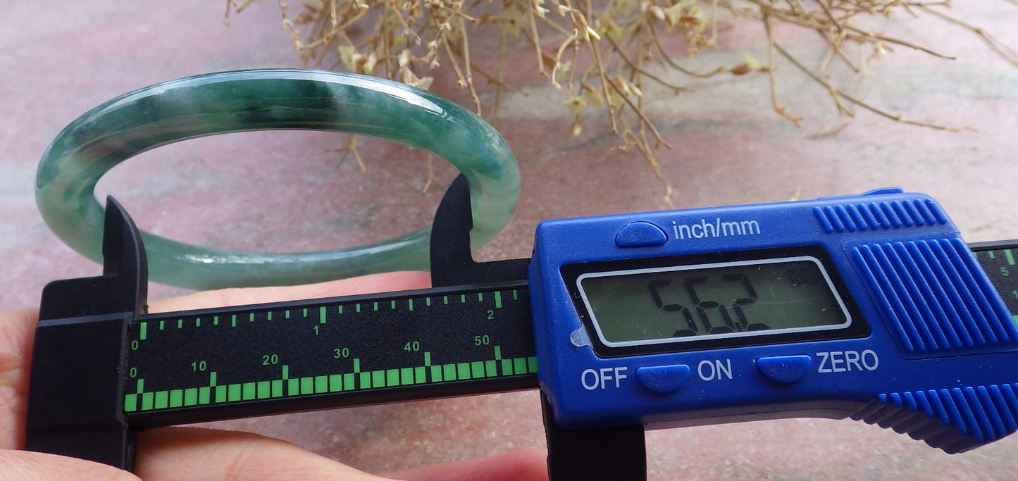 Certified Icy Green Burma 100% Natural A JADE Jadeite Circle Bangle Bracelet 56 mm 手镯 648345 TN