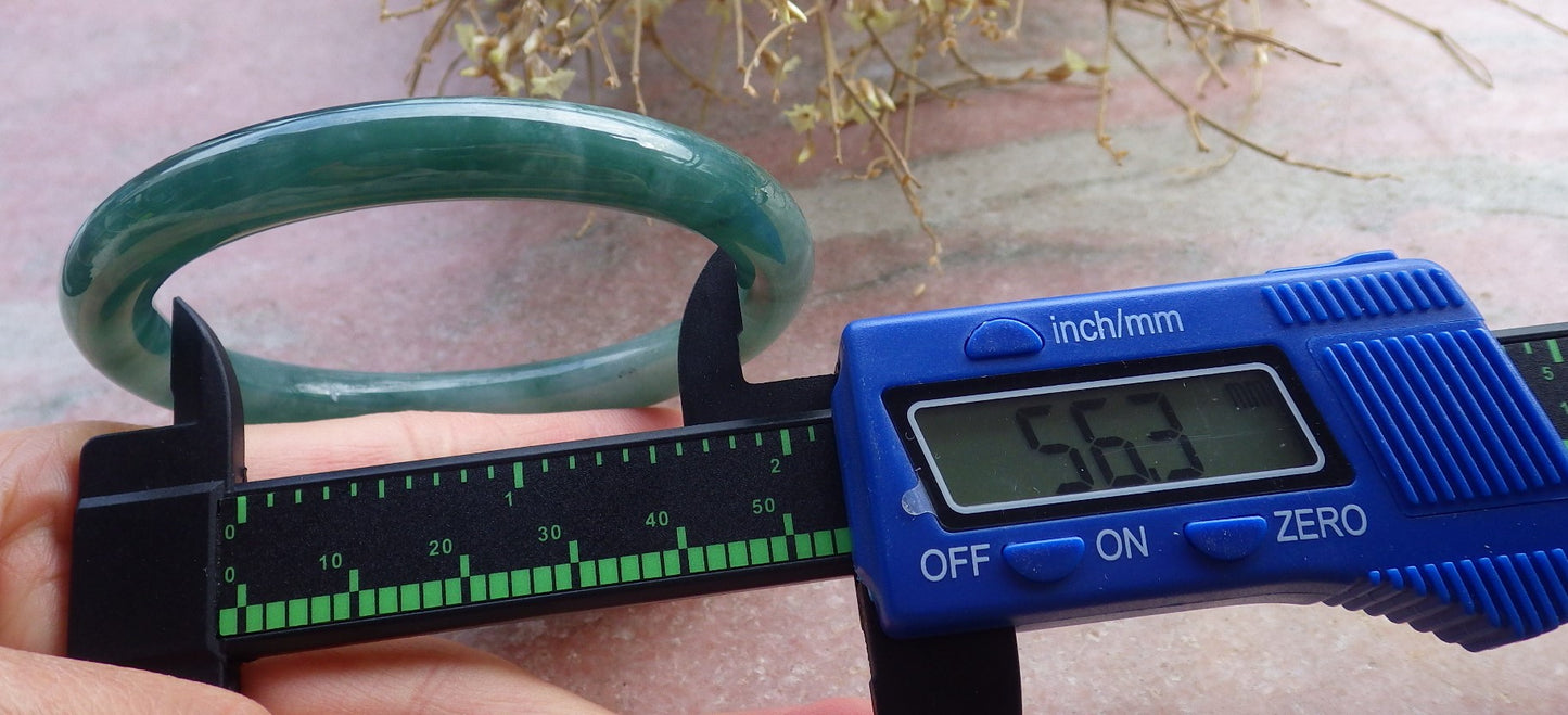 Certified Icy Green Burma 100% Natural A JADE Jadeite Circle Bangle Bracelet 56 mm 手镯 648361 TN