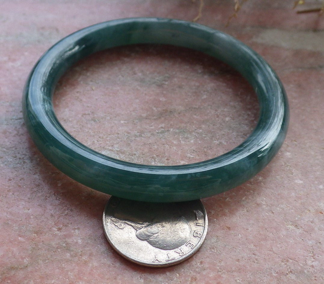 Certified Icy Green Burma 100% Natural A JADE Jadeite Circle Bangle Bracelet 56 mm 手镯 648361 TN