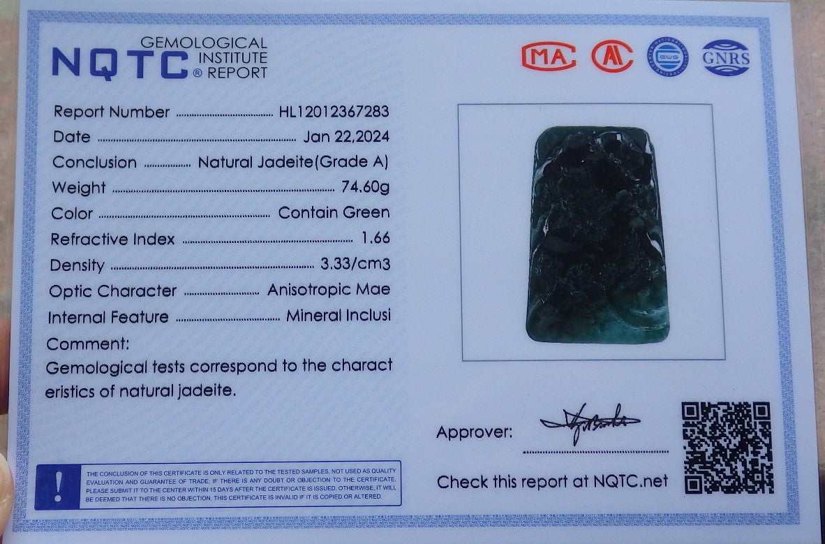 Certified Icy Green Burma 100% Natural A Jade jadeite Landscape painting Tree Necklace Necklace 山水画 648711 TN