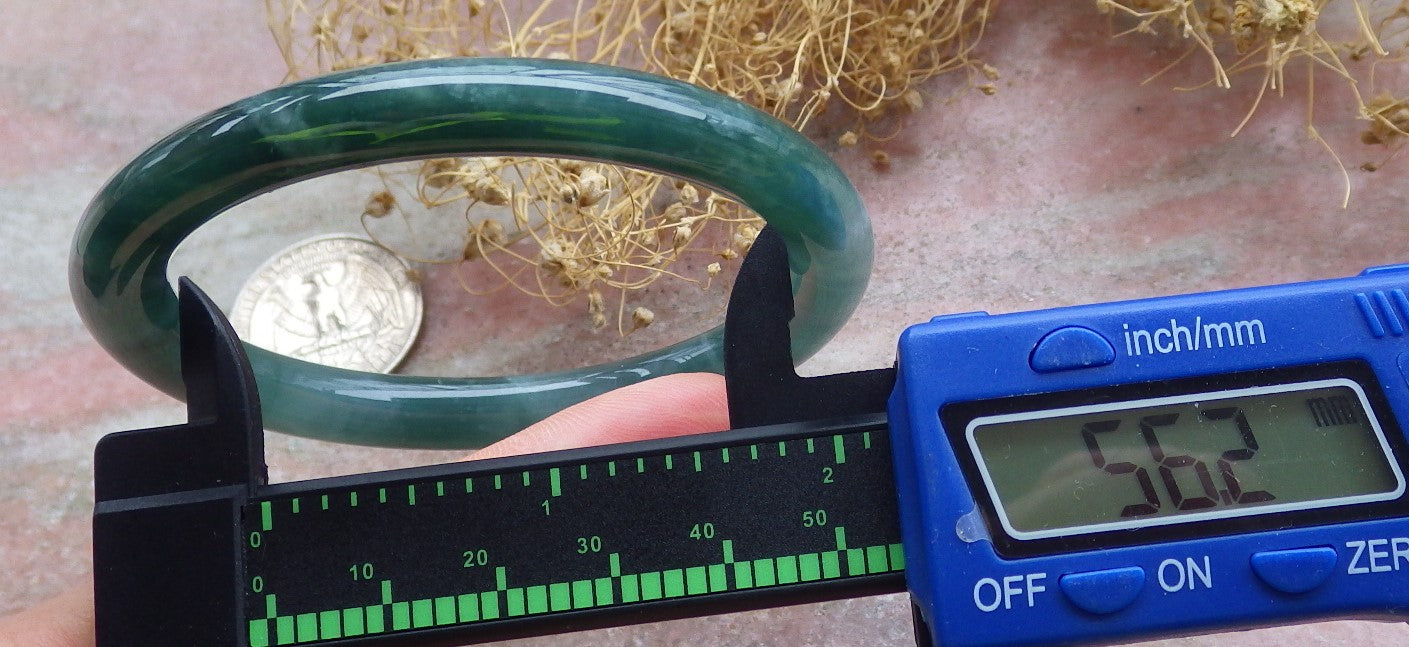 Certified Icy Green Burma 100% Natural A JADE Jadeite Circle Bangle Bracelet 56 mm 手镯 648810 TN