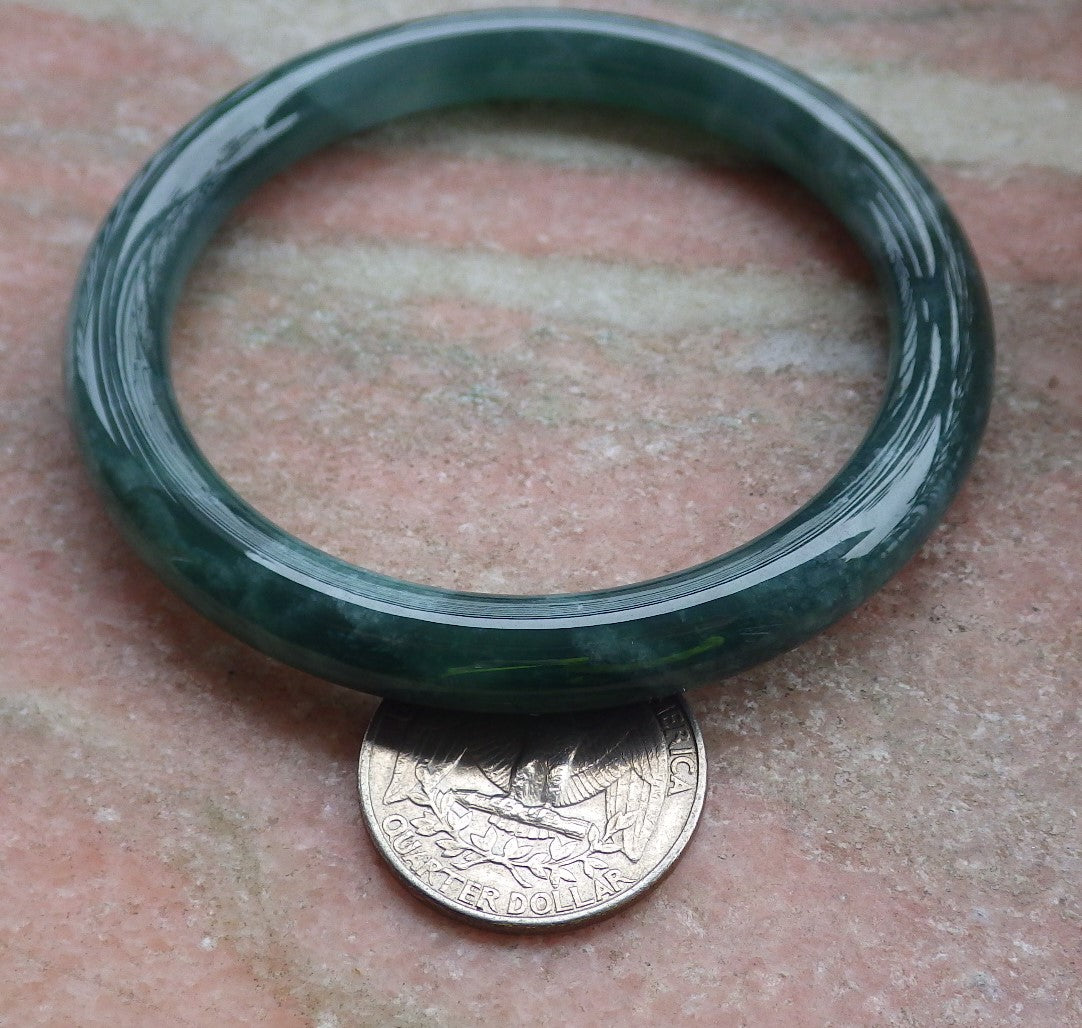 Certified Icy Green Burma 100% Natural A JADE Jadeite Circle Bangle Bracelet 56 mm 手镯 648810 TN