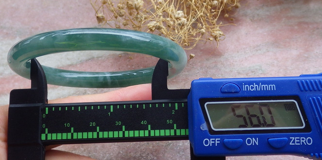 Certified Icy Green Burma 100% Natural A JADE Jadeite Circle Bangle Bracelet 56 mm 手镯 648821 TN