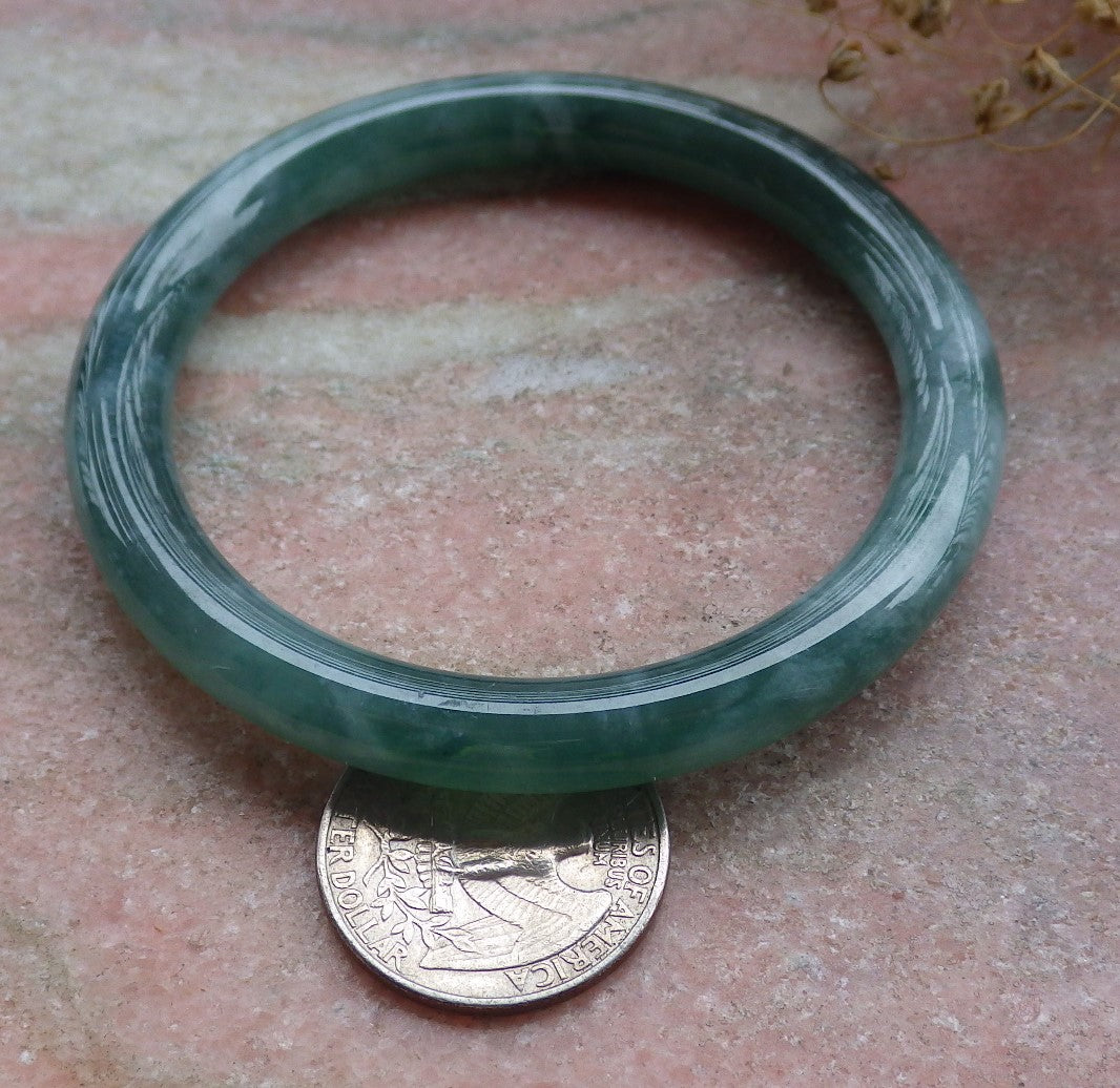Certified Icy Green Burma 100% Natural A JADE Jadeite Circle Bangle Bracelet 56 mm 手镯 648821 TN