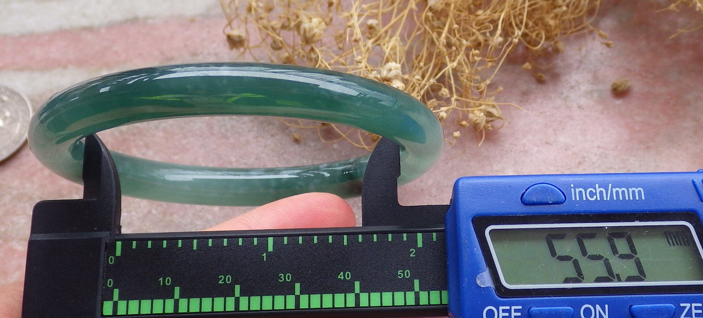 Certified Icy Green Burma 100% Natural A JADE Jadeite Circle Bangle Bracelet 56 mm 手镯 648830 TN