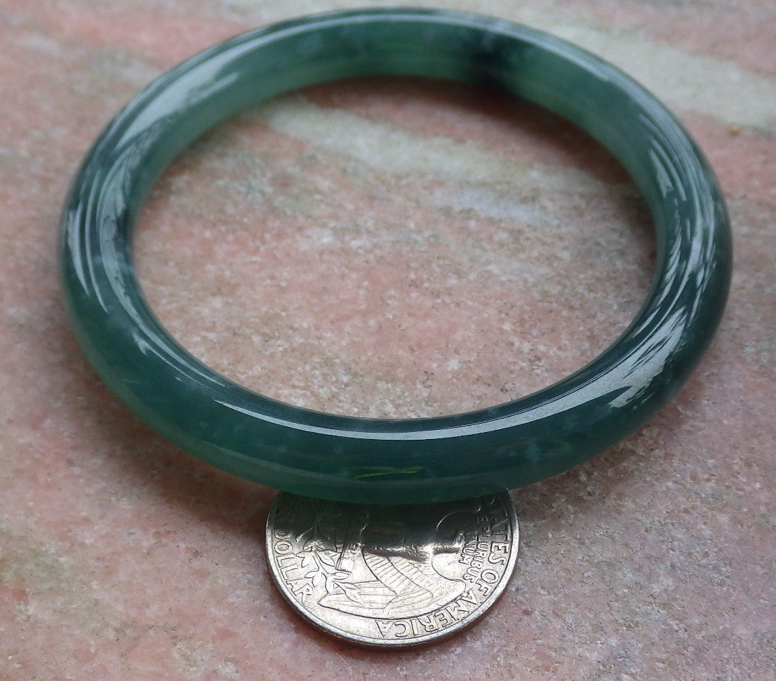Certified Icy Green Burma 100% Natural A JADE Jadeite Circle Bangle Bracelet 56 mm 手镯 648830 TN