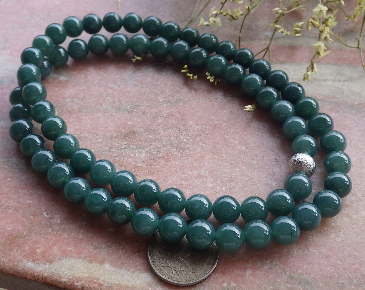 Certified Icy Green Burma 100% Natural A JADE Jadeite Bead Beads Necklace 26 inches 项链 648861 TN