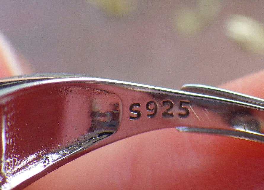 Certified Icy Green silver 0.925 Burma 100% Natural A JADE Jadeite Cabochon RING USA 6.5 戒指 648911 TN