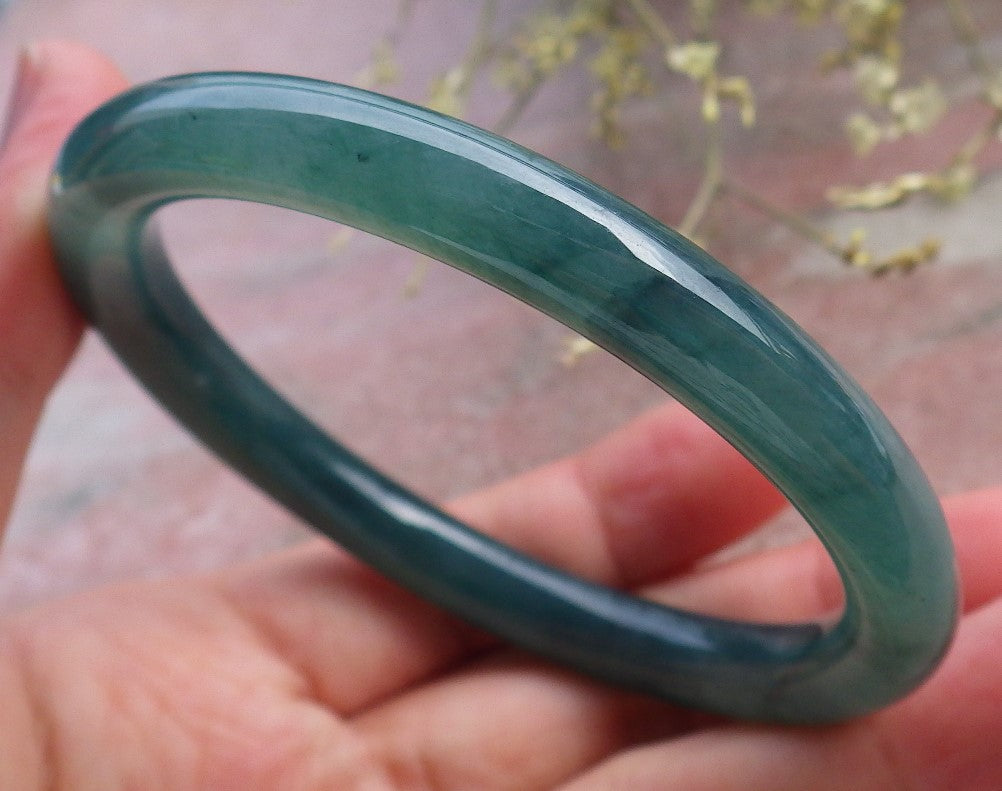 Certified Icy Green Burma 100% Natural A JADE Jadeite Circle Bangle Bracelet 57 mm 手镯 649032 TN
