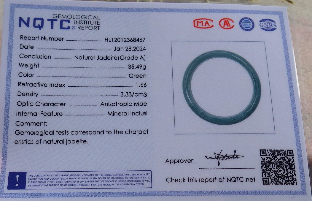 Certified Green Burma 100% Natural A JADE Jadeite Bangle Bracelet 58 mm 手镯 649042 TN