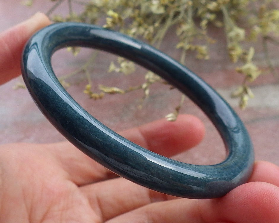 Certified Green Burma 100% Natural A JADE Jadeite Circle Bangle Bracelet 56 mm 手镯 649059 TN