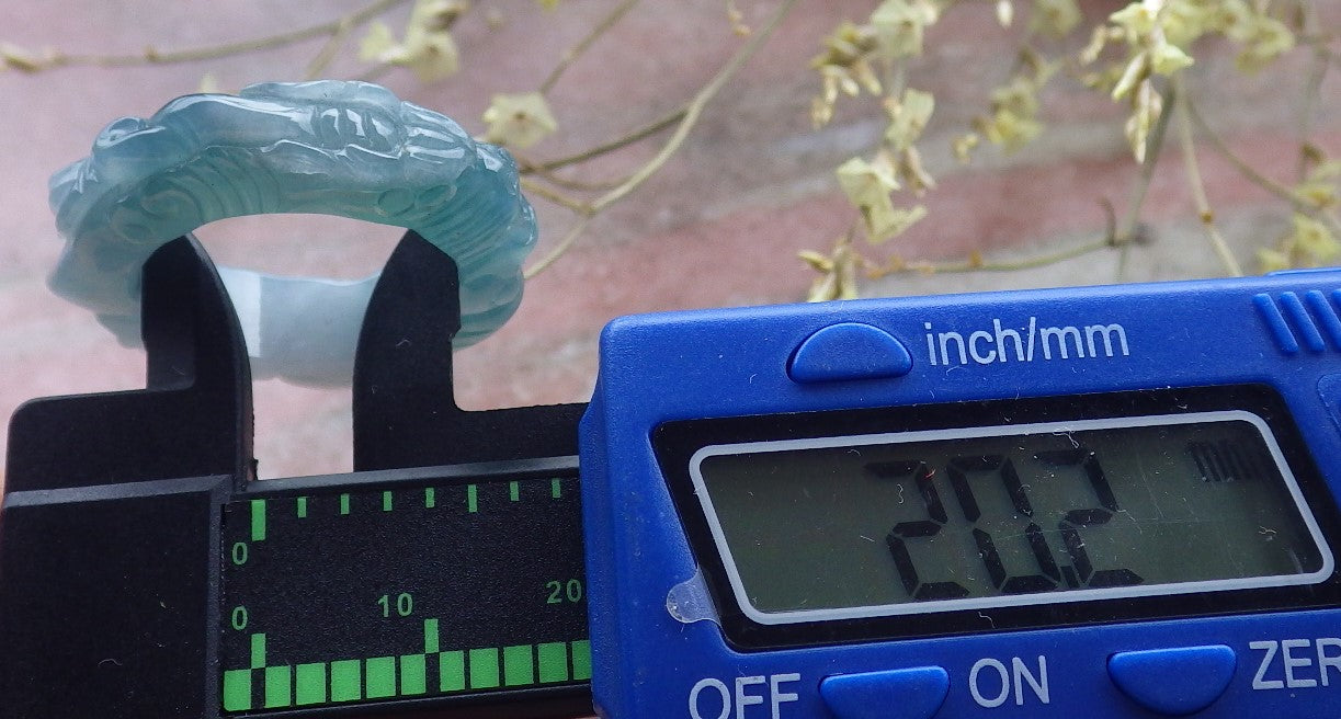 Certified Icy Green Pale Lavender Burma 100% Natural A JADE Jadeite Dragon RING USA. 10.25 戒指 649181 TN