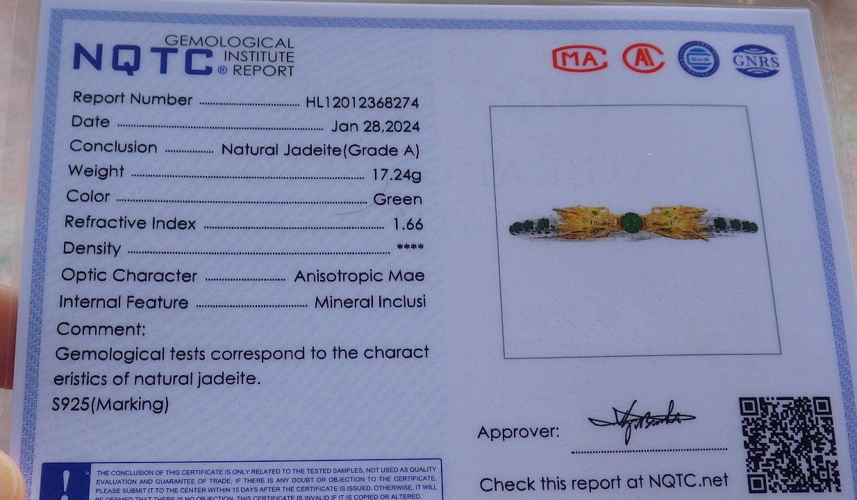Green Silver 925 Certified Green Grade A JADE Jadeite Bead Dragon Bracelet Bracelet 649749 TN