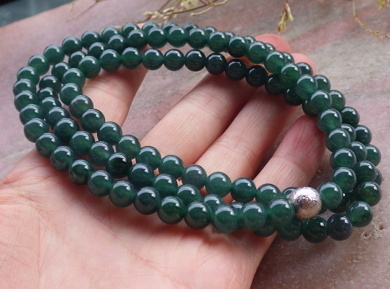 Certified Icy Green Burma 100% Natural A JADE Jadeite Bead Beads Necklace 27 inches 项链 649793 TN