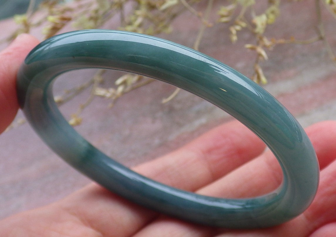 Certified Icy Green Pale Lavender Burma 100% Natural A JADE Jadeite Circle Bangle Bracelet 54 mm 手镯 649877 TN