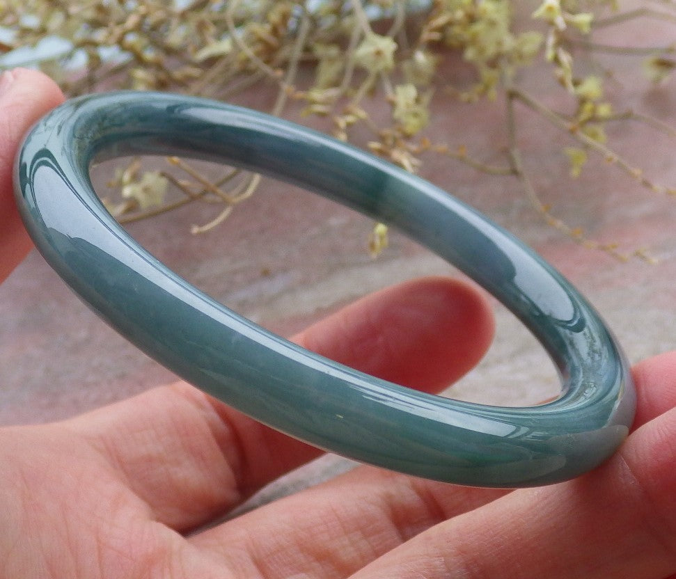 Certified Icy Green Pale Lavender Burma 100% Natural A JADE Jadeite Circle Bangle Bracelet 54 mm 手镯 649877 TN